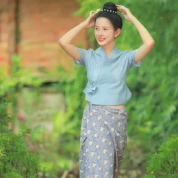 Tajski buddyzm Zen Tea Party Ubranie etniczne Yunnan Xishuangbanna Dai Literatura i sztuka świeży styl garnitur spódnica