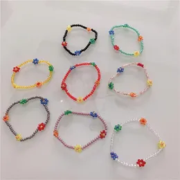 Beaded Strands PUNKI Girl Crystal Flower Ins Wind Daisy Bracelet Color Female Usual Decorative Gift Fawn22