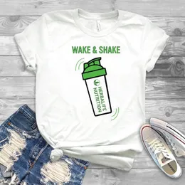 Women's T-Shirt Wake & Shake Herbalife Nutrition Shirt Funny Women Casual Tops Workout Tees Plus Size Harajuku