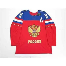 CEUF 8 Alex Ovechkin Russian National Hockey Jersey Mens broderi Stitched Anpassa valfritt nummer och namntröjor