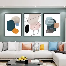 Abstract Colorful Geometric Oil Painting Printed On Canvas Nordic Wall Art Picture Prints And Poster For Room Coffee Decoration