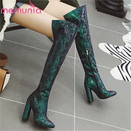 MEMUNIA over the knee boots women pointed toe high heels party prom shoes autumn winter thigh high boots female 201111