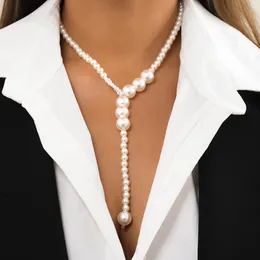 Chains Faux Pearl Tassel Necklace For Women Retro Simplicity Geometric Beads Long Style White Lady Jewelry Wife Birthday Gifts 2022Chains