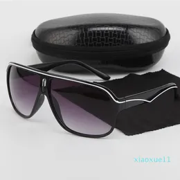 Lüks-1 adet Yeni Moda Güneş Gözlüğü Erkekler Ile PU Durumda Büyük Siyah Çerçeve 62mm Lens Sürüş erkek kadın Güneş Gözlükleri Açık Spor Gözlük