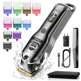 HATTEKER Hair Clipper Mens Beard Trimmer ProfessionalCordless RechargeableHair Cutter Kit Barber Shop Strong Power 220712