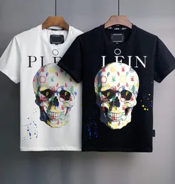 Men Designer P Skull Diamond T Shirt Short Rleeve Dollar Brown Bear Brand Tee O-Neck Wysokiej jakości czaszki Tshirt TEE TOP W5