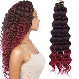 Deep Wave Crochet Hair Ocean Wave Braids 20 Inch Deep Wave Crocheted Synthetic Hair Extensions 80g/pcs LS03