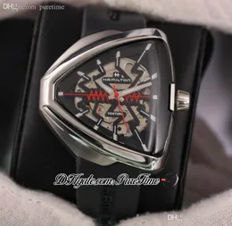 2022 Ventura Elvis80 Szkielet H24525331 A2824 Automatyczny Zegarek Męski Zegarek Czarny Pomarańczowy Dial Pasek Zegarki Super Edition Puretime F05H8