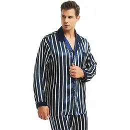 Męskie jedwabne satynowe piżamę Zestaw piżamy piżamy pjs set set Sleepwear Loungewear S M L XL Plus LJ201112