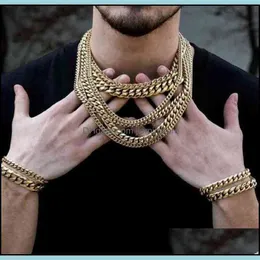 Necklaces Pendant & Pendants Jewelry Miss Hip Hop Men Women 14K 18K White Mticolor Gold Plated Cz Diamond Iced Out Cuban Link Chai236m