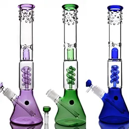 Viola Verde Blu Vetro Acqua Bong Narghilè Bubbler Beaker Dab Rigs Percolater Dab Rig Bong Pipe Recycler Base spessa Giunto 18mm