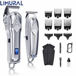 Limural Electric Hair Clipper Wireless Cutting Kit Beard Trimmer LED Display Replacement Blade for Men 220712