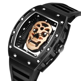 Armbandsur I'wait Men's Watch Fashion Unique Hollow Out Skull Design Waterproof Luminous Watches Set Inlaid Diamond Quartz Watchwr