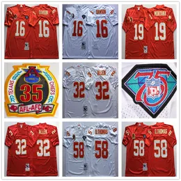 Vintage City 75번째 축구 유니폼 16 Len Dawson 19 Joe Montana 32 Marcus Allen 58 Derrick Thomas 스티치 저지