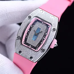 Moda Relógio Feminino 31mm Safira Espelho Movimento Mecânico Automático Diamante Clássico Barril de Vinho relógio de luxo pulseira de borracha personalidade atlética luxo aaa