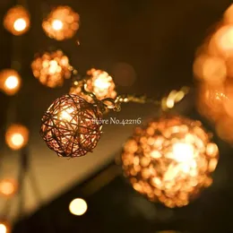 Strings 10m 80 Battery Operated Rattan Balls Led String Fairy Lights Holiday Christmas Guirlande Luces Decorativas For Room DecroLED