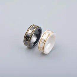 Brand Design Black/White Ceramic Band Rings for Men Women Comfort Fit Engagement Wedding Band Size 6-10