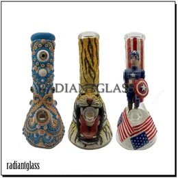 Hockahs 12.5 "독특한 옥토퍼스 헤드 유리 봉스 눈 3D 워터 파이프 샤워 헤드 퍼크 오일 dab rigs 사악한 괴물 캐릭터 쿨 비커 봉