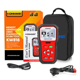 Konnwei KW818 Enhanced OBDII ODB2 EOBD CAR DIAGNOSTIC SCANNER 12Vバッテリーテスターチェックエンジン自動車コードリーダーツール