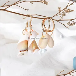 Baumeln Kronleuchter Ohrringe Schmuck Neue Mode Böhmischen Natürliche Shell Hoop Ohr Tropfen Für Frauen Sommer Strand Earr Dh0Y5