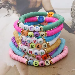 Fili di perline Nome personalizzato fai da te Lettera Bracciali Anello Acciaio inossidabile Manuale Boho Donna Nazionalità Gioielli da spiaggia per Cn Inte22