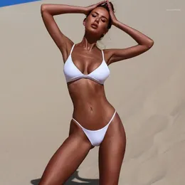 Damski Swimweear Solidne Bikini Set Sexy 9 Kolory Push Up Women Brazylijski strój kąpielowy Niska talia Biquini Halter Dwa kawałki kostium kąpielowy