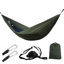 Portabel lätt fallskärm Nylon hängmatta med trädband för backpacking camping rese strandträdgård utomhus campingutrustning 220606