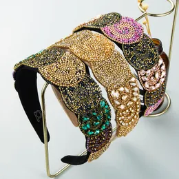 Farbe Strass Stirnband für Frau Vintage Shiny Breite Krempe Haarband Weibliche Party Kopfbedeckungen
