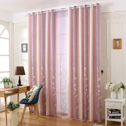 Modern stil bomullslinne Blackout Curtain lämnar PRIENTERAD PURPLE/grön färgduk för vuxen barn vardagsrum sovrumsdekor W220421