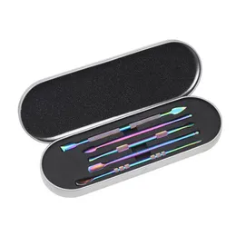 Rainbow Silver Wax Dab Tool Fumar 5 tipos Ferramentas Dabber de Aço Inoxidável Para Ceras Erva Seca Vaporizador Tabaco Banger Unhas