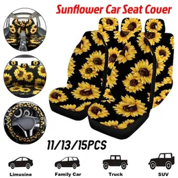 Set von 2 Autositzbezüge Bunt Schöne Gelbe Sonnenblumen auf