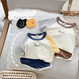 Children's Cotton Baby Sets Letter Print Casual Sports Boy T-shirt + Shorts Clothing Toddler Unisex Leisure 220507