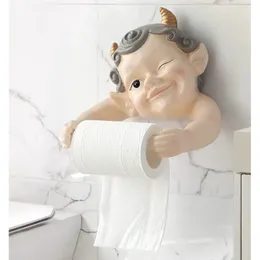 Resin Cute Angel Tissue Paper Holder Bathroom Toilets Kitchen Wall Mount Toilet Spool Roll Holder Home Decorations 220624