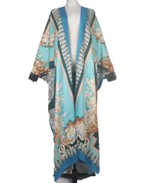 Ethnic Clothing Elegant Kuwait Twill Silk Oversize Bohemian Loose Women's Kimonos African Lady's Muslim Kaftan Duster CoatEthnic