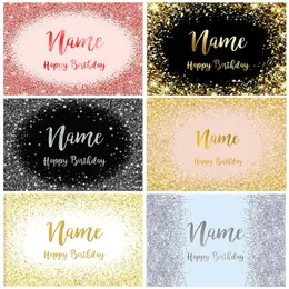 Banner urodzinowy dostosuj po tło Nazwa niestandardowa Silver Golden Pink Glitter Pofon