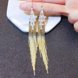 Crystal Vintage Plant Women Dangle Earrings Leaf Fringed Zircon Long Earrings Drop Jewelry