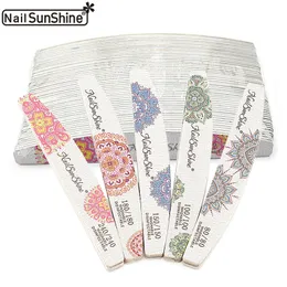 50 st Half Moon Wood Nail Files 100/150/180/240 Tjock Stark sandpapper Matta Flower Nails File Manicure UV Gel Poleer Tools