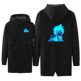 Men's Trench Coats Long Coat The God Of High School Cosplay Hoodie Role Luminous Print Zipper Summer Sun Protection Tooling Thin Jacket Over