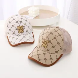 Baby Baseball Cap Children's Hat for Lovely Baby Boy Cotton Mesh Breathable Kids Hats Girl Caps Cartoon Bear Embroidered