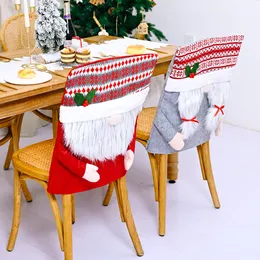 Christmas Chair Covers Decoration Dining Seat Faceless Forest Old Man Beard Cover Home Party Decor C1159 2styles