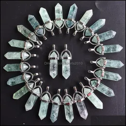 Arts And Crafts Natural Stone Green Fluorite Crystal Pillar Charms Chakra Pendants For Making Accessories Wholesale D Sports2010 Dhs78