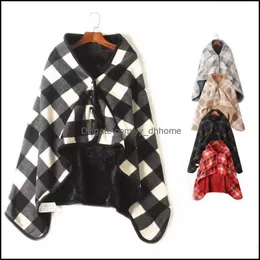 Blankets Home Textiles Garden Comfortable Mtifunctional Warm Blanket Moisture Wicking Polar Fleece Shawl Flannel Soft Dhi5R