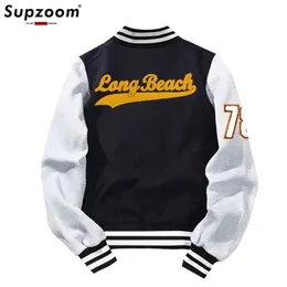 Ankomstförsäljning Baseball Uniform Coat Fleece Cotton Letter Preppy Style Single Breasted Bomber Jacket Brand Clothing Men 220816