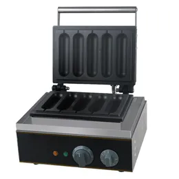 Kommerzielle 5-Stick-Pfanne für Hotdogs, Carrielin Knuspriges Milchstäbchen-Waffeleisen, Edelstahl-Aluminium-Antihaft-Backgeschirr, 1550 W, 220 V