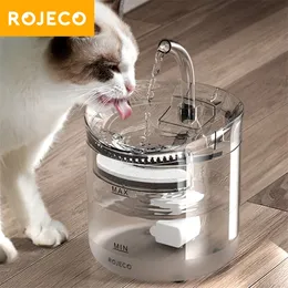 ROJECO 2L Cat Water Fountain Filter Automatic Sensor Drinker For Cats Feeder Pet Dispenser Auto Drinking 220510