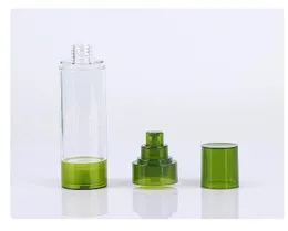100pcs香水ボトル15/30/50/80/100/120ml緑豊富なエアレスポンプボトルトラベルローションコンテナプラスチック化粧品