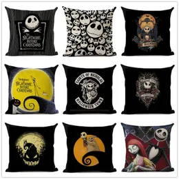 Pillow Case Halloween Cartoon Skull Jack Printed Cushion Cover Nightmare Before Christmas Decorative Sofa Car Chair Home Decor Pillow Case 220623