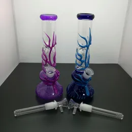 Mini Hookah Reting Pipe Colorful Metal Luminous Colored Glass Thicked Glass Bongs Hookah