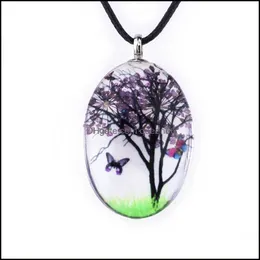 Pendant Necklaces Pendants Jewelry Handmade Glass Diy Flower Tree Of Life Necklace Butterfly Crafts Drop Delivery 2021 Tt6