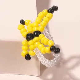 2022 mode Niedlichen Gelben Insekt Schmetterling Ringe Für Frauen Mädchen Trendy Elastische Seil Einstellbare Handmade Perlen Ring Schmuck Geschenke